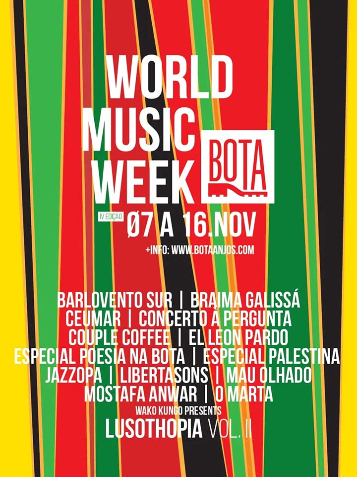 Cartaz do World Music Week na BOTA, Anjos. 