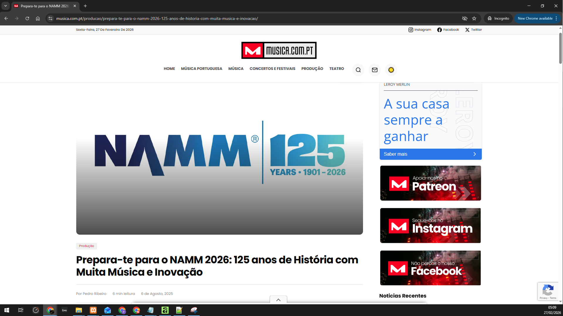 Imagem - Site PortaB.pt "recicla" artigos do musica.com.pt e de mais orgãos de comunicação social 14 Imagem - mpt006
