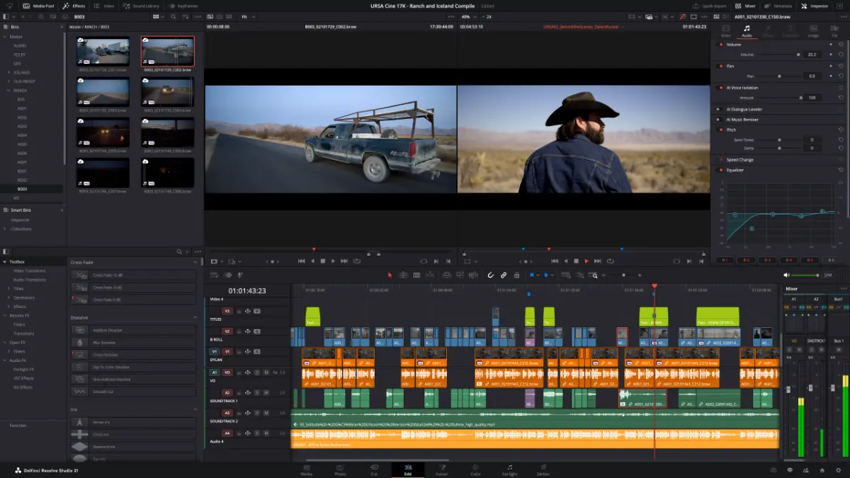 Blackmagic Design DaVinci Resolve 21.1 - modo de edição de vídeo