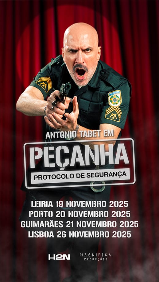 Antonio Tabet, cartaz e datas do espetáculo Peçanha - Protocolo de Segurança