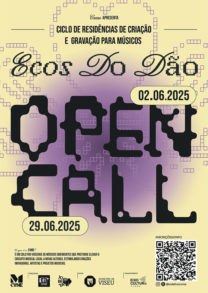 Imagem - Ecos do Dão: residência artística abre candidaturas para músicos emergentes 2 Cartaz do Open Call Ecos do Dão, uma iniciativa do CVME - Coletivo Viseense de Músicos Emergentes