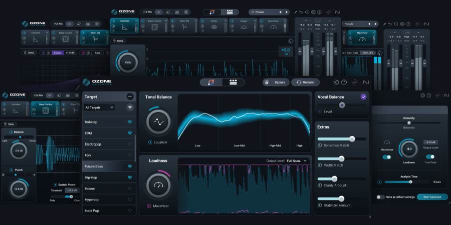 iZotope Ozone 12 - Diversos ecrãs / modulos
