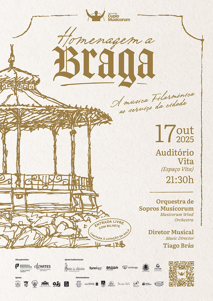Cartaz do concerto Homenagem a Braga, pela Associação Cupio Musicorum