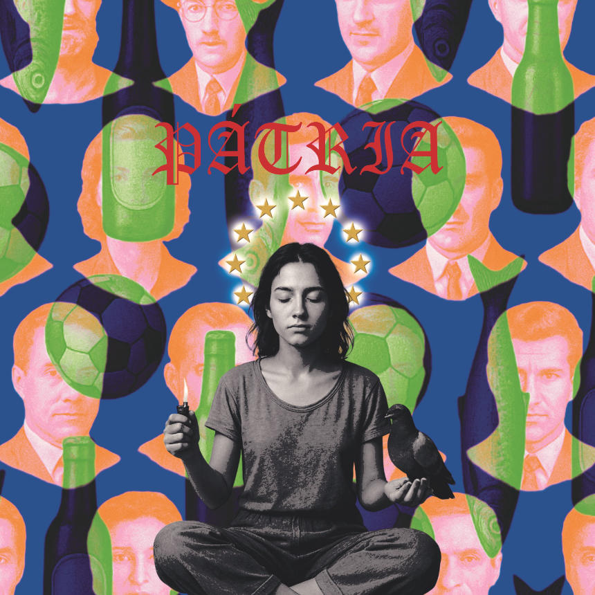 Novos Românticos, capa do single "Pátria". Créditos Artwork: Vítor Pinto