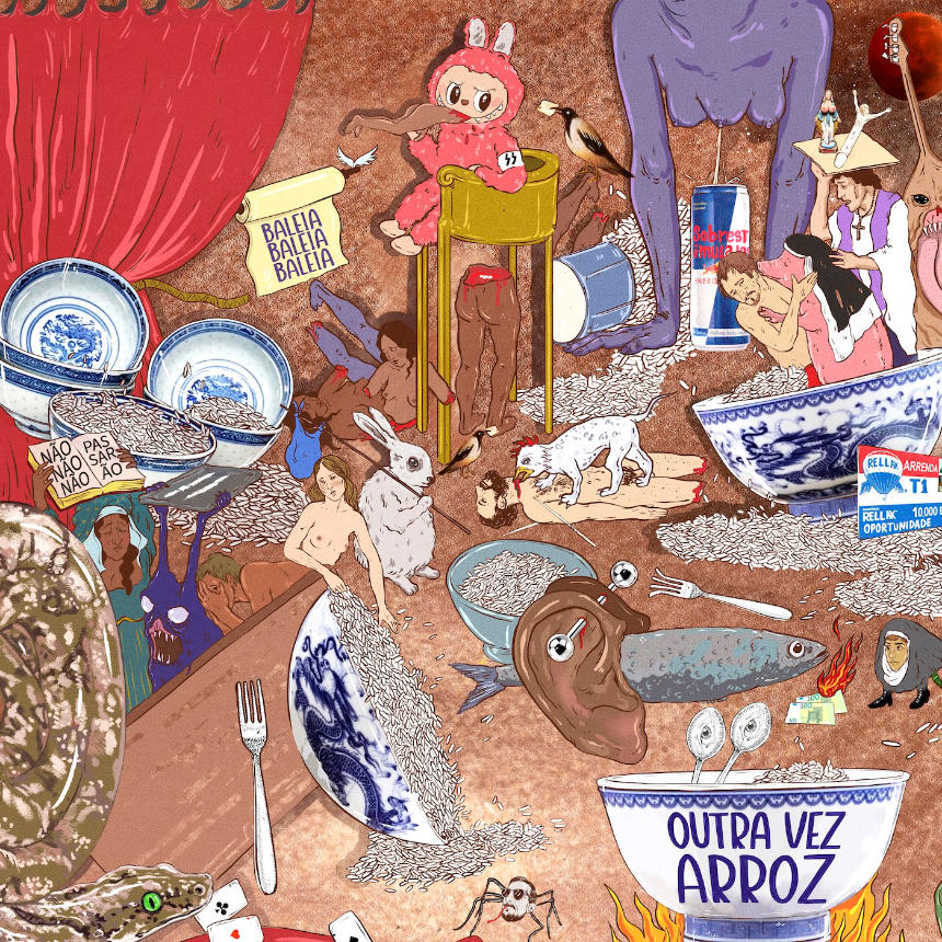 Baleia Baleia Baleia, capa do álbum "Outra Vez Arroz". Créditos Artwork: Francisca Sousa