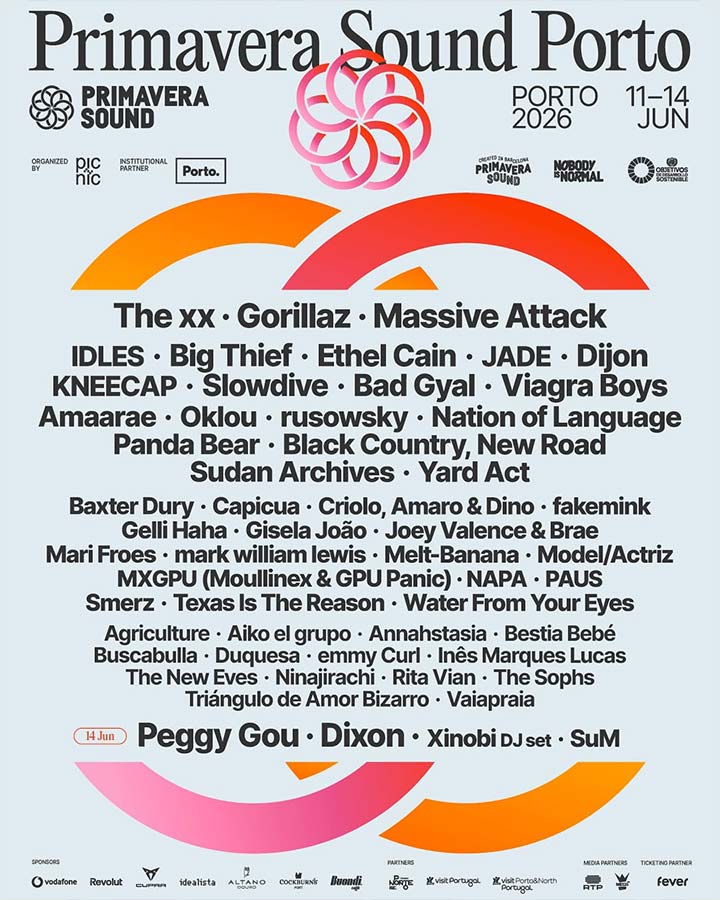 Imagem - Festival Primavera Sound Porto 2026: Cartaz, Preços e Datas 1 Cartaz Festival Primavera Sound Porto 2026